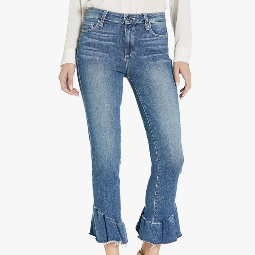 Paige Flora Fringe Straight with Ruffle Hem in Barkley, 26 - Picture 2 of 13